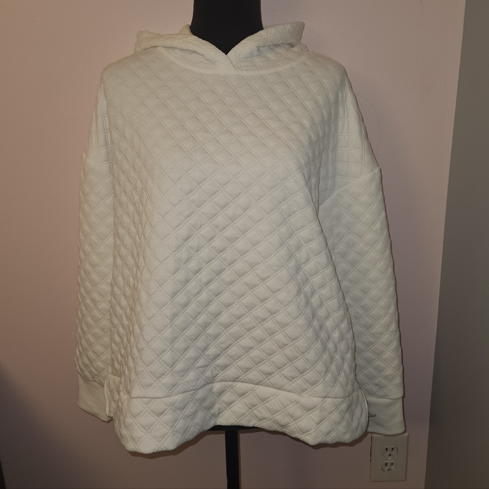 The Sweatshirt Project Quilted White Hoodie - Size Large🤍 NWT